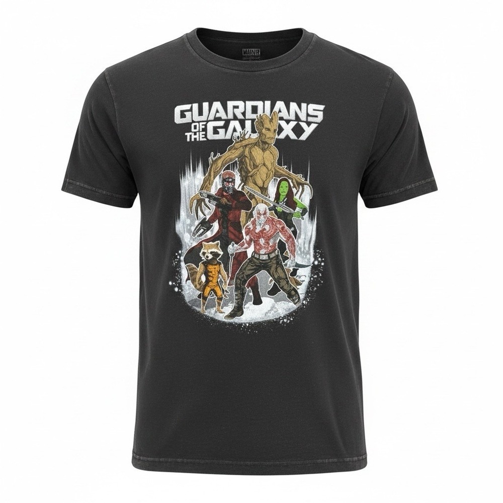 Marvel Guardians of the Galaxy T-Shirt Mens Small Black Groot Rocket Drax Tee